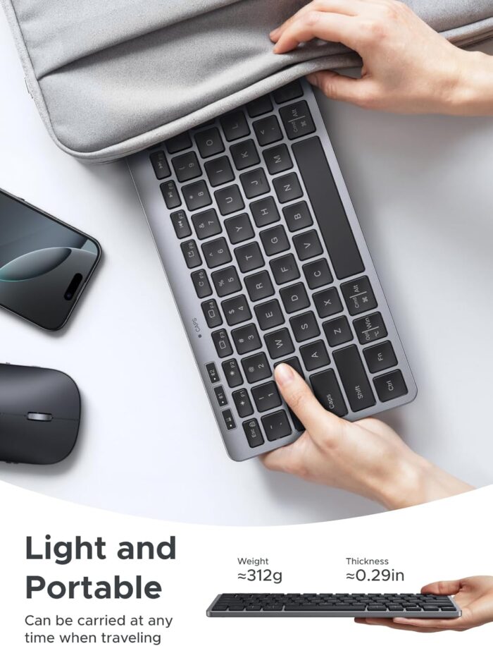 UGREEN Wireless Keyboard 3 Device Bluetooth&2.4G Slim Silent Keyboard with Scissor-Switch Design, 250-Day Battery Life, 4°-9° Adjustable Stand, Compact Portable Keyboard for Mac,iPad, Windows, Android - Image 3