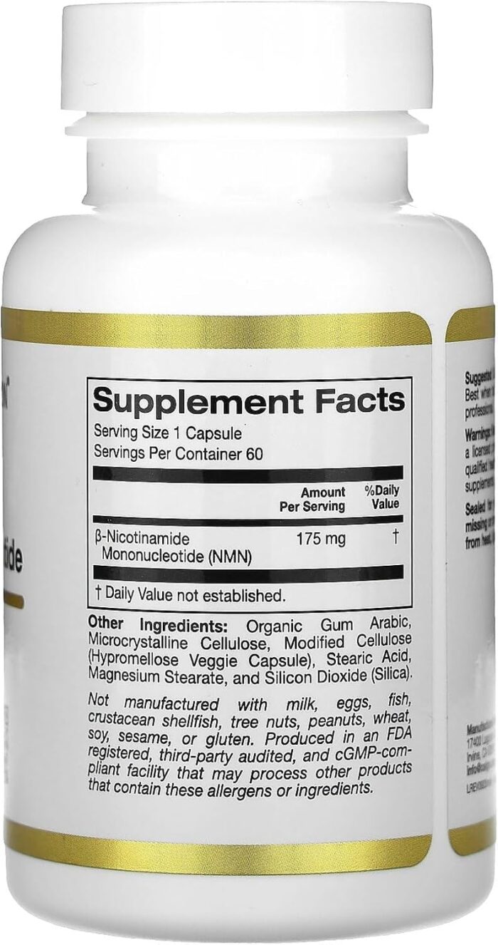 California Gold Nutrition, NMN, 175 mg, 60 Veggie Capsules - Image 2