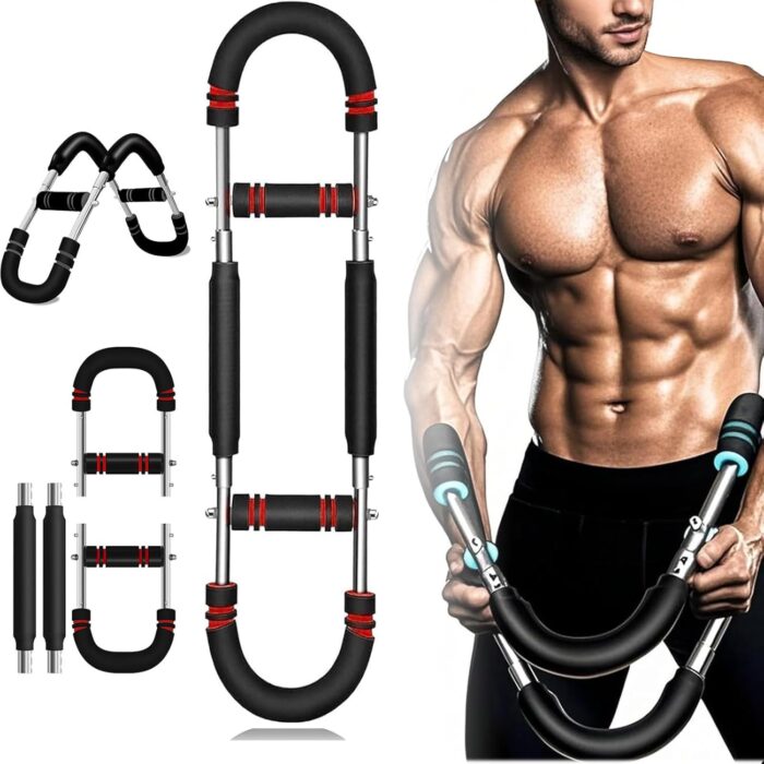Twister Arm Trainer, 40-100lb Adjustable Chest & Arm Workout Equipment, Power Twister Bar with Detachable Design for Strength Training at Home, Gym & Travel