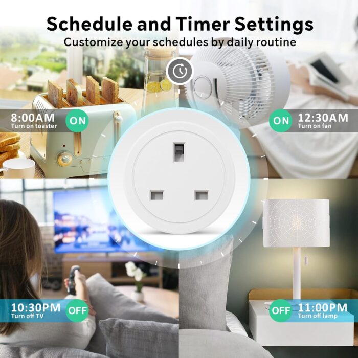 WiFi Smart Plug,Eli-time 16A WLAN Smart Socket with Energy Monitoring, 2.4GHz WiFi Outlet with Smart Life APP Wireless Remote Control,Works with Alexa and GL Home (No Hub Required) (4) - Image 5