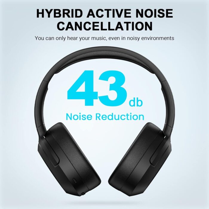 Edifier W820NB Plus Hybrid Active Noise Cancelling Headphones - LDAC Codec - Hi-Res Audio Wireless & Wired - Fast Charge - 49H Playtime - Over Ear Bluetooth V5.2 Headphones - Black - Image 5