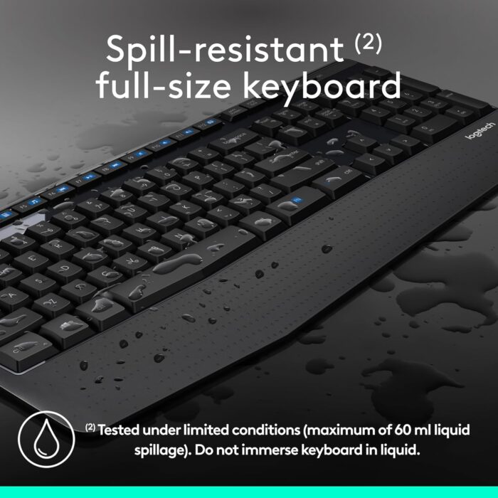 Logitech MK345 Wireless Keyboard and Mouse Combo, Full-Sized Keyboard with Palm Rest, Right-Handed Mouse, 2.4 GHz Wireless USB Receiver, Compatible with PC, laptop, Arabic Layout - Black - Image 4