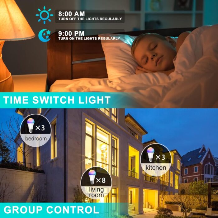 SKY-TOUCH 2Pcs Smart Led Bulb E27 Remote Control Color Adjustable Light Works With Amazon Alexa/Echo Google Home/Assistant, 190V/240V, 10W, 800 Lumens - Image 6