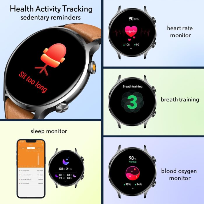 Smartwatch, Fitness Watch, Bluetooth Calling - 1.39 inch Men's Smartwatch with Heart Rate Oxygen Blood Pressure, Sleep Monitor, 114 Sports Modes, Pedometer, Activity Tracker, Compatible with Android - Image 4