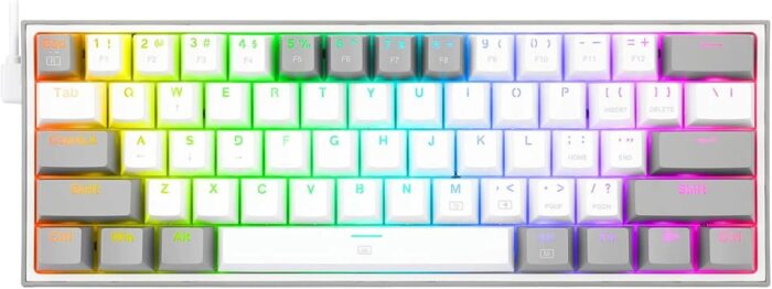 Redragon K617 Fizz 60% Wired RGB Gaming Keyboard - 61 Keys Hot-Swap Compact Mechanical Keyboard with Linear Red Switches, Pro Driver/Software Supported - White/Grey - Image 6