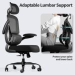 Ergonomic Office Chair with Lumbar Support - Adjustable Computer Desk Chairs for Home Office, Gaming, and Work - Comfortable and Supportive Desk Chairs for Adults (Black) (Light Black) - Image 5