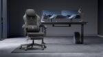 Dowinx Gaming Chair with Pocket Spring Cushion, Ergonomic Game Chair with Footrest and Massage Lumbar Support for Adults, High Back Leather Computer Chair for Office Gaming 300LBS, Grey - Image 2