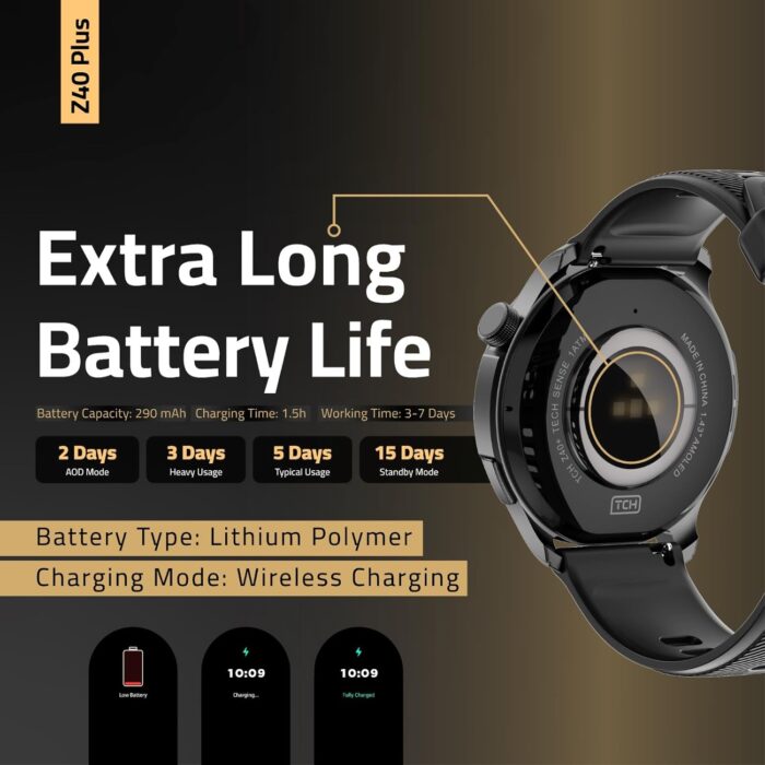 TCH Smart Watch Z40+ Tech Sense for Men Women Bluetooth Calls/SMS, Fitness watches Activity Tracker with Heart Rate, Blood Oxygen, KCAL, IP68 Waterproof, smartwatches For Android+iOS - Image 6