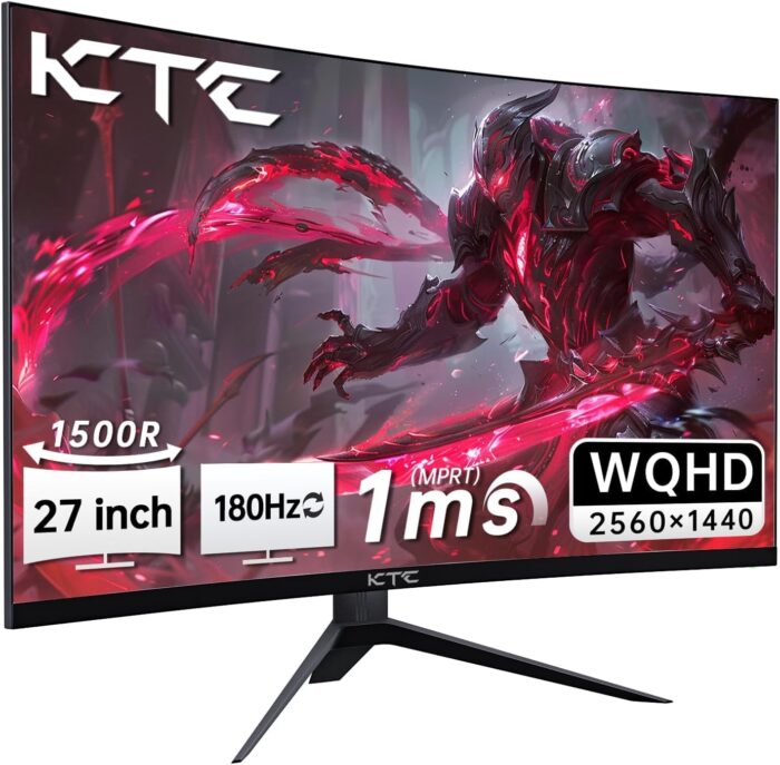 KTC 27 inch 180Hz Curved WQHD Gaming Monitor, 2K(2560x1440P),144Hz Monitor, 1500R HVA Display, FreeSync Premium, HDR, 120% sRGB, DisplayPort/HDMI/USB Vesa,Computer Monitor for Gamers - Image 8