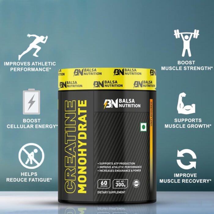 Balsa Nutrition Creatine Monohydrate Powder- 300g, 5g Per Serving (Unflavored) | Supports Muscle Strength, Workout & Performance Recovery, Produce Energy, Immune Booster | Non- GMO - Image 6