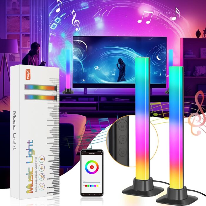 CANMEIJIA RGB Light Bars, Smart Light Bar 2PCS 30CM 16 Million Colors, APP Control and Voice Control, Timer, Scene and Music Modes, for Gaming PC Bedroom Accessories Computer Case,Party