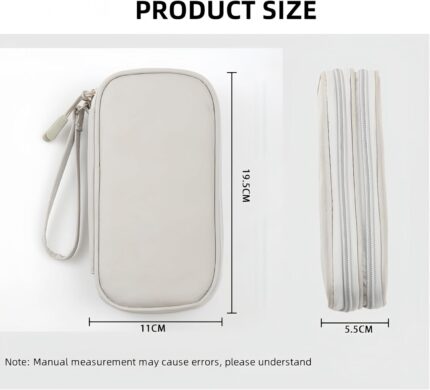 Travel Electronics Organizer with Double Layers – Durable Cable Case for USB, Charger, Earphones & Accessories (Gray)