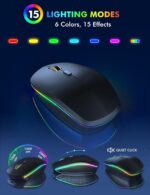 Trueque Wireless Keyboard and Mouse Combo - RGB Backlit, Rechargeable & Light Up Letters, Full-Size, Ergonomic Tilt Angle, Sleep Mode, 2.4GHz Quiet Keyboard Mouse for Mac, Windows, Laptop, PC, - Image 5