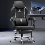 Dowinx Multi-Functional Gaming Chair, Ergonomic High Back Reclining & Height Adjustable PU Leather Computer Chairs with Massage Cushion, Neck & Lumbar Support, Footrest (Black) - Image 2