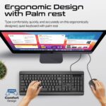 Promate Wired Keyboard and Mouse Combo, Ergonomic Slim Full-Size Quiet Keyboard, 2400 DPI Ambidextrous Mouse, Spill-Resistance, Media Keys, Plug and Play for iMac, MacBook Pro, Dell, COMBO-CM6.E/A - Image 3
