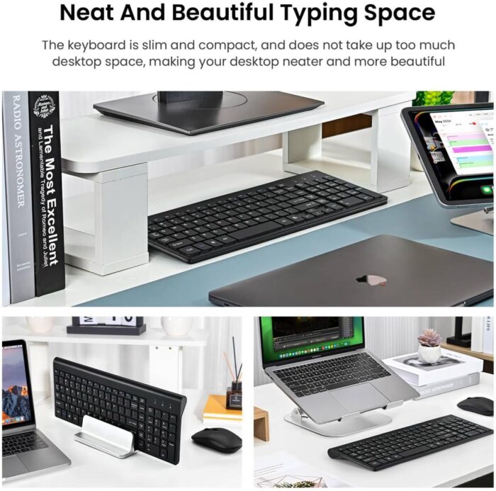 cimetech Wireless Keyboard and Mouse, EasyTyping KF10 Laptop Keyboard with High-end Technology, Say Goodbye to Typing Trouble - Type with Ease and Double Efficiency - Black - Image 8