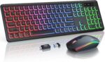 Trueque Wireless Keyboard and Mouse Combo - RGB Backlit, Rechargeable & Light Up Letters, Full-Size, Ergonomic Tilt Angle, Sleep Mode, 2.4GHz Quiet Keyboard Mouse for Mac, Windows, Laptop, PC,
