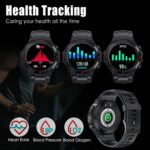 EIGIIS Military Smart Watch Men Outdoor Waterproof Tactical Smart Watch Bluetooth Talk Speaker 1.3 Inch HD Touch Screen Fitness Tracker Compatible with iPhone Samsung (Black) - Image 3