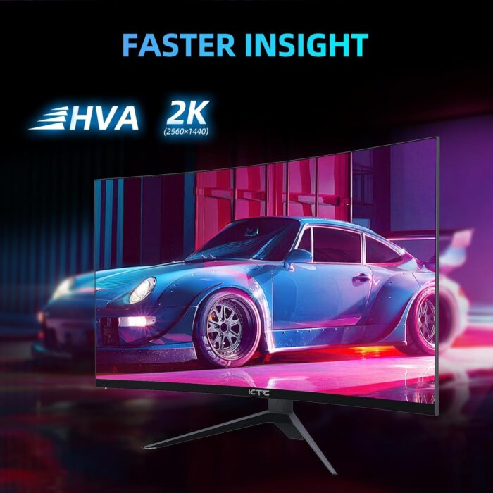 KTC 27 inch 180Hz Curved WQHD Gaming Monitor, 2K(2560x1440P),144Hz Monitor, 1500R HVA Display, FreeSync Premium, HDR, 120% sRGB, DisplayPort/HDMI/USB Vesa,Computer Monitor for Gamers - Image 3