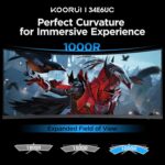 KOORUI 34-inch Curved Ultrawide WQHD 3440×1440 Gaming Monitor, 165Hz 1000R- PIP/PBP, 1ms(MPRT), HDR400, DCI-P3 95%, FreeSync Premium, 1 x DP 1.4 & 2 x HDMI 2.0, Tilt Height Swivel Adjustment, 34E6UC - Image 2