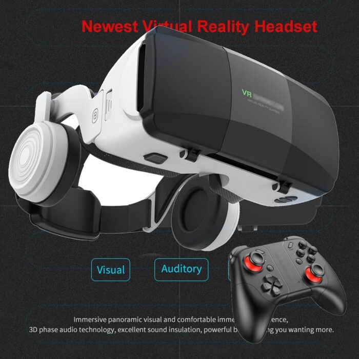 Virtual Reality Headsets to Play Games/Movies for Adults/Kids, 3D VR Glasses Compatible iOS and Android Smartphones 4.7-7.8in, Vr Headset Set with Controller and Headphones - Image 2