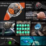 Military Smart Watch for Men with LED Flashlight 1.85” Rugged Smart Watch 730mAh Battery 114 Sports Modes Fitness Watch Heart Rate Sleep Tracker Tactical Smartwatch for iOS Android,Orange - Image 2