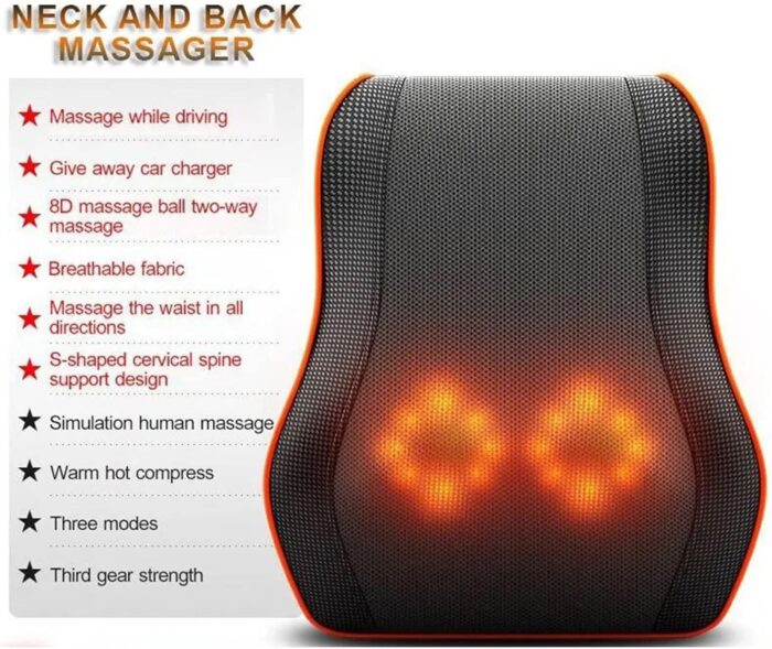 Toshionics Shiatsu Back & Neck Massager Cervical Spine Pillow Massager Neck Massager Pillow Neck Waist Shoulder Lumbar Back Body For Muscle Pain Relief, Chairs and Cars Cushion - Image 2
