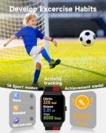 BIGGERFIVE Smart Watch for Kids, Fitness Tracker Watch Pedometer, Heart Rate, 5ATM Waterproof, Sleep Monitor, Alarm Clock, Calorie Step Counter, Puzzle Games, HD Touch Screen for Girls Boys Ages 3-14 - Image 2