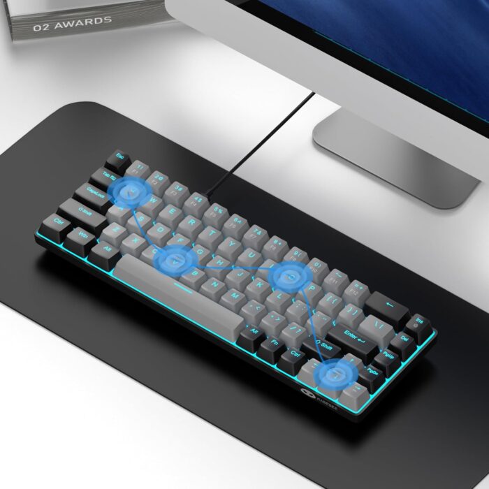 MageGee Portable 60% Mechanical Gaming Keyboard (Grey/Blue Switch) - Image 6