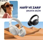 Havit H630BT PRO Wireless Headphones, 20dB Active Noise Cancellation Headphones, 50-Hour Battery Life, Dual Device Connection, 40mm Immersive Stereo Sound Headsets for Gym, Running, Gaming - Black - Image 7