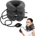 Pogcay Neck Stretcher, Neck Traction Device, Cervical Traction Device for Neck Pain Relief, Neck Brace Adjustable Inflatable Neck Stretcher, Neck Decompression Devices Home Use (Gray)