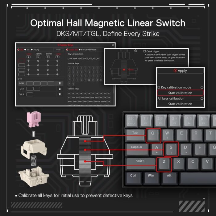 Redragon K617 Magnetic Switch Rapid Trigger Gaming Keyboard, 60% Wired Mechanical Keyboard w/ 8k Hz Polling Rate(0.1ms), Hyper-Fast 0.2mm Actuation Custom Switch Adjustable via Software, Misty Grey - Image 6