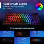Baytion Mechanical Gaming Keyboard, 82 Keys 75% Compact Gaming Keyboard with Rainbow LED Backlit Wired Anti-Ghosting Mechanical Keyboard with Knob for Windows and Mac, White(Red Switches) - Image 5