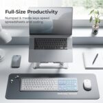iClever GK08 Wireless Keyboard and Mouse Combo - Full-Size Ergonomic Keyboard with Number Pad, 2.4G USB, Quiet Click, 3-Level DPI, Rechargeable, Slim Design for Windows/Mac, Silver - Image 3