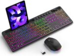 STAYOUNG Wireless Keyboard and Mouse Combo - 2.4G Ergonomic Computer Keyboard and Mouse Set with Card Slot Design, RGB Backlight, Type-C Charging, Stable Connection, Suitable for Home, School, Office