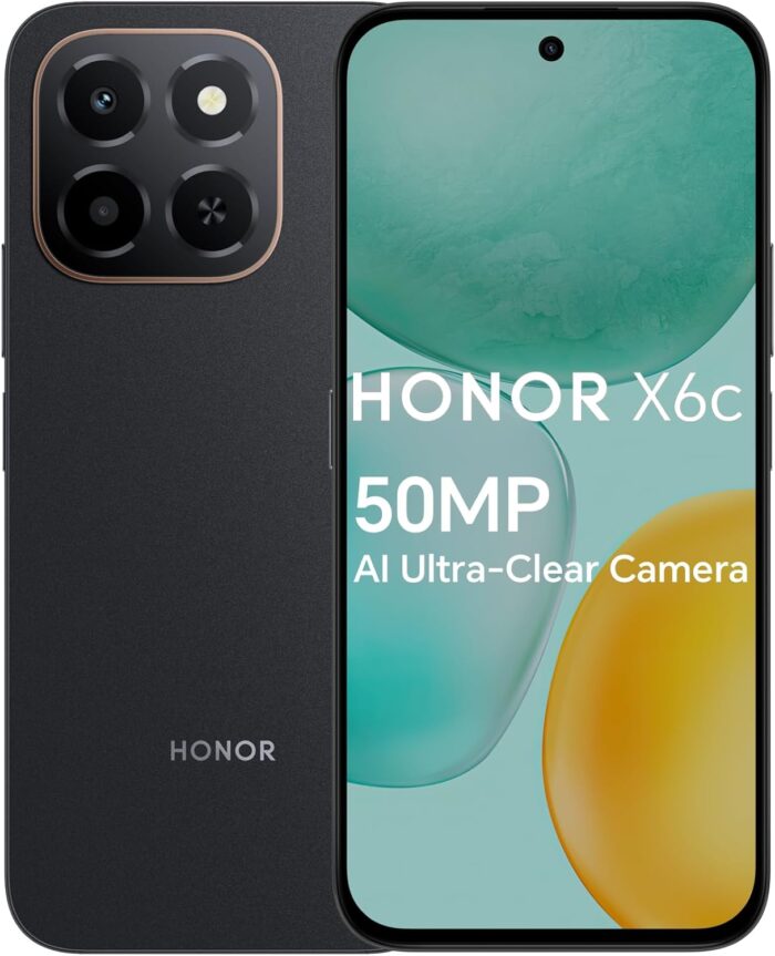 HONOR X6c Smartphone 6GB RAM 256GB ROM, 6.61″ 120Hz Display, 50MP Camera, 35W Fast Charging, Dual SIM, Midnight Black – Middle East Version