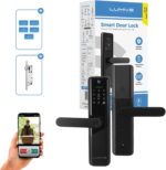 Lumive Smart Door Lock,Arabic Language Support, KSA version Mortise 4585, WiFi App Control, Suitable for Outdoors, Fingerprint Entry, Passwords, Deadbolt, Keys, 5 RFID Cards (Guardian G12 + Camera)