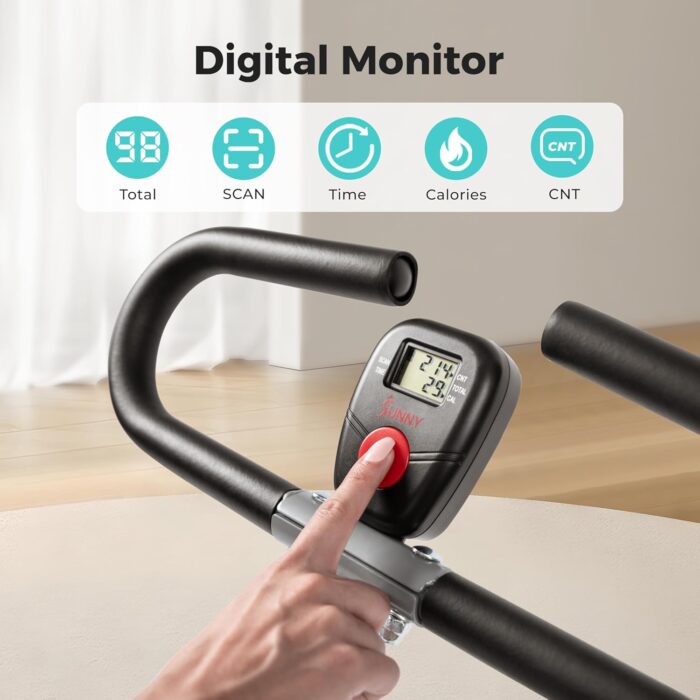 Sunny Health & Fitness Row-N-Ride Squat Assist Trainer for Glutes & Legs Workout with Adjustable Resistance, Easy Setup, Foldable Exercise Machine, Optional Multi Function Equipment - Image 8