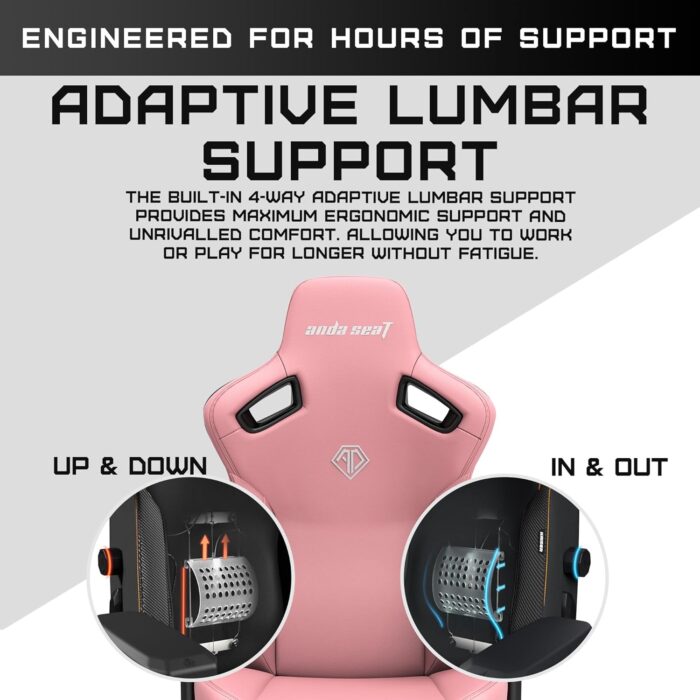 Anda Seat Kaiser 3 Gaming Chair for Adults - XL Reclining Video Game Chairs, PVC leather Ergonomic Gaming Chair, Heavy Duty Neck & Back Lumbar Support - Luxury Pink Computer Chairs for Home & Work - Image 7