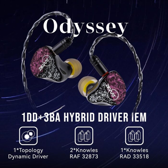 Linsoul ZiiGaat Odyssey In–Ear Monitor, 1DD+3BA Hybrid IEM Earphone, Wired Gaming Earbuds, Professional Sound Isolating Inner-ear Monitors with Detachable IEM Cable for Bass-lovers Musician Audiophile - Image 2