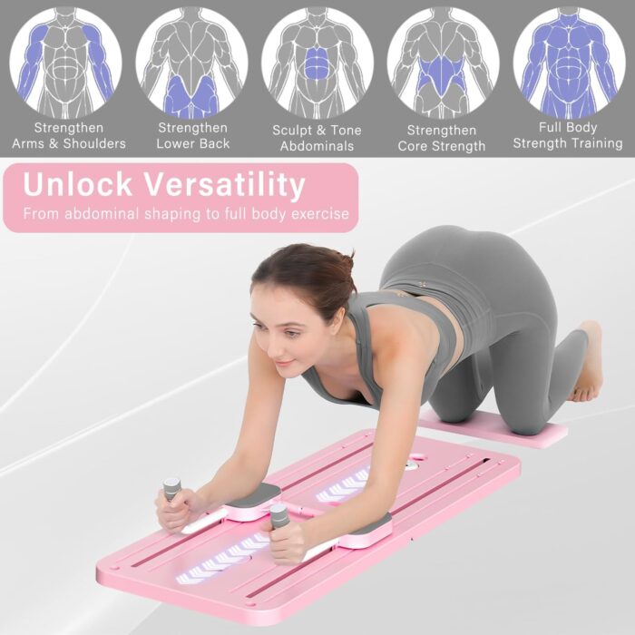 STAYOUNG Multifunctional Pilates Abdominal Board - Exercise Fitness Board, Foldable Home Gym Exercise Fitness Equipment for Strength Training Core Workout, Suitable for Fitness, Weight Loss (Pink) - Image 5