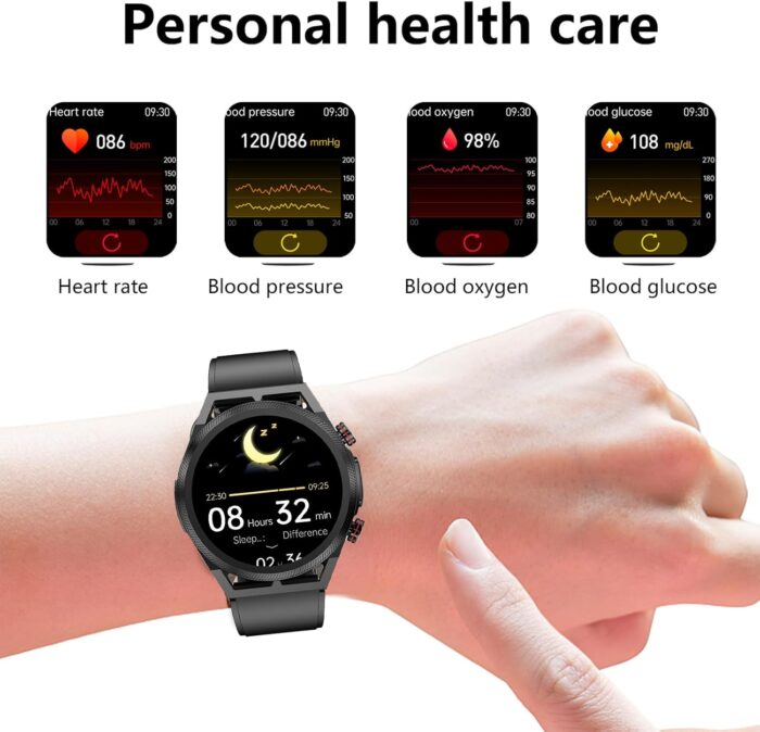 Blood Glucose Smart Watch, ECG HRV Fitness Tracker with Heart Rate Blood Pressure Uric Acid Measurement, Blood Lipid Monitoring, 20 Sports Modes, Text & Call, for Men & Women,Blue - Image 3