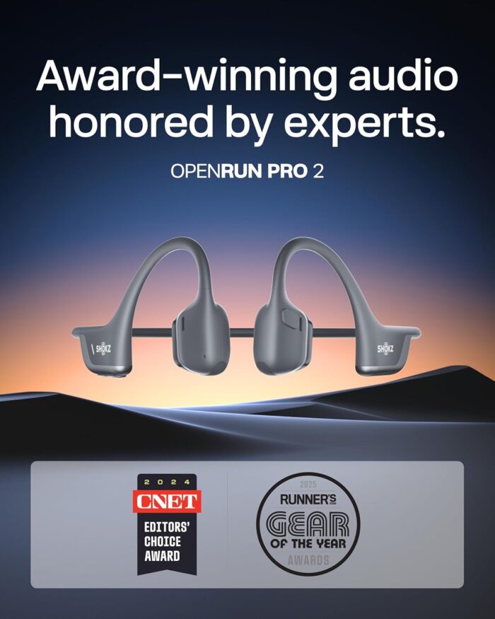 SHOKZ New OpenRun Pro 2 - Open-Ear, Bone Conduction Sport Headphones - with Headband - Sweat Resistant, Workout Headphones - Secure, Wireless, Comfortable Fit-Deep Bass and Smart Mic App - Image 2