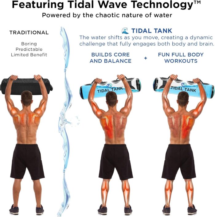 Tidal Tank - Sand Bag Alternative 45 lbs- Adjustable Aqua Bag and Power Bag with Water - Core and Balance Device- Portable Stability Fitness Equipment - Including Online Training Center… - Image 3