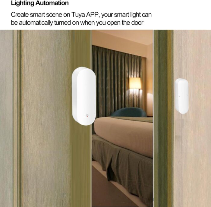 WiFi Door Sensor, Tuya Smart Door Window Sensor, Smart Window Sensor Real-time Alarm Compatible with Alexa Google Assistant,Home Security Door Open Contact Sensor for Business Burglar Alert (1 Pack) - Image 4