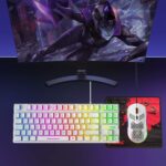 FELICON Gaming Keyboard and Mouse Combo,88 Keys Compact Rainbow Backlit Mechanical Feel Keyboard,RGB Backlit 6400 DPI Lightweight Gaming Mouse with Honeycomb Shell for Windows PC Gamers (White) - Image 8
