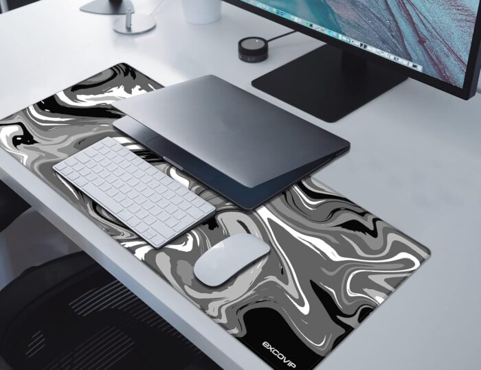 EXCOVIP Large Gaming Mouse Pad,Anti-Skid Mousepad Large Keyboard Mouse Pad Desk Mat with Stitched Edges (700x300mm, Grey&Black) 0072 - Image 7
