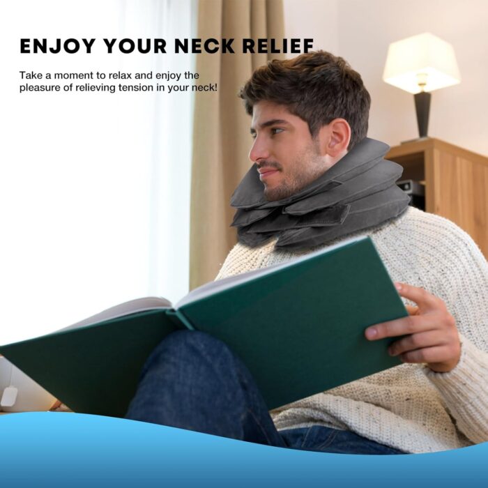 Pogcay Neck Stretcher, Neck Traction Device, Cervical Traction Device for Neck Pain Relief, Neck Brace Adjustable Inflatable Neck Stretcher, Neck Decompression Devices Home Use (Gray) - Image 5