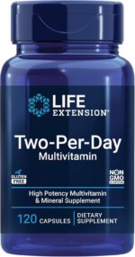 Life Extension Two-Per-Day with Vitamin B6, B12, C, E, D3, Magnesium & Zinc High Potency with Over 25 Multivitamins and Mineral Extracts Gluten Free & Non-GMO, 120 Capsules