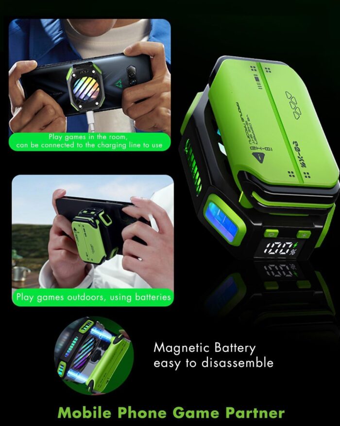 Magnetic Phone Cooler, Azonee Rechargeable Cooling Fan with RGB LED and Temperature Display, Semiconductor Phone Radiator for Mobile Gaming and Tiktok Live Streaming (Green) - Image 4